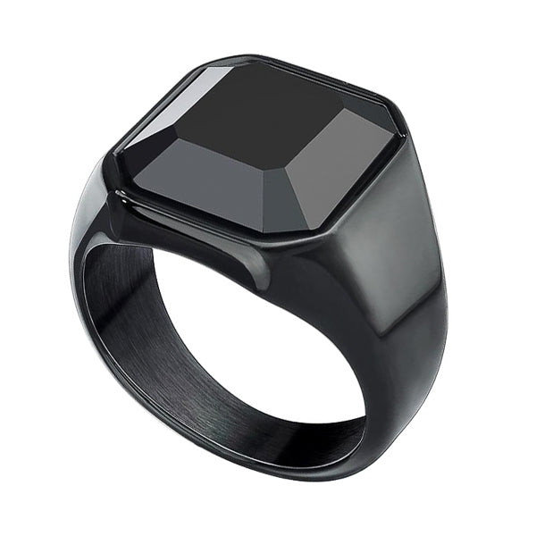 Aspinwall Black Square Signet Ring for Men – Bold & Stylish