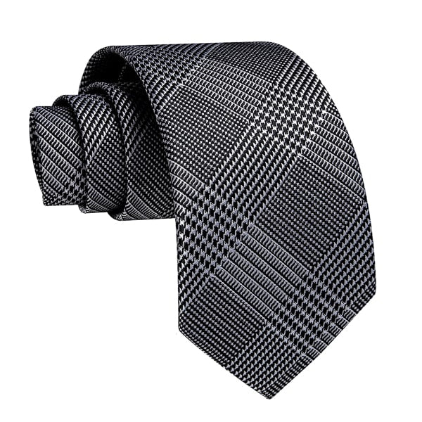 Aspinwall Black & White Glen Plaid Silk Tie for Men – Classic & Stylish
