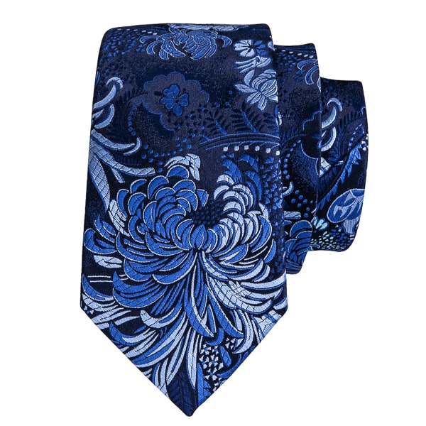 Aspinwall Blue Floral Silk Necktie for Men – Stylish & Elegant