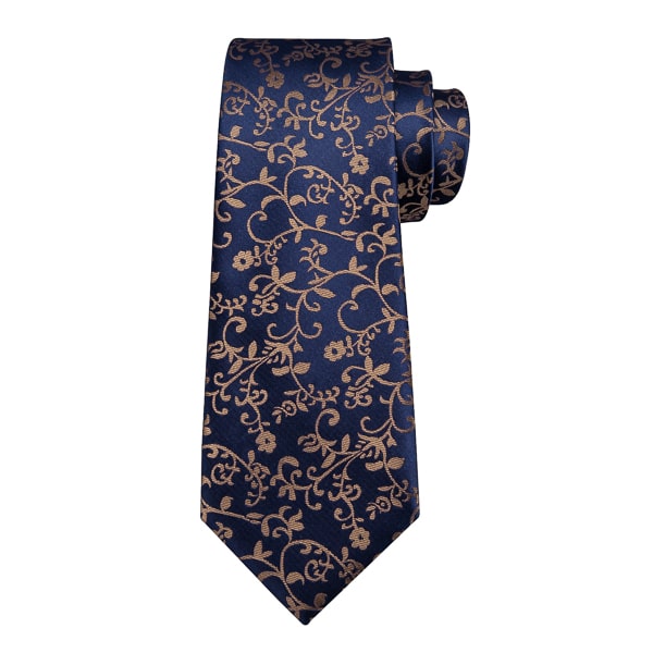 Aspinwall Dark Blue & Brown Floral Silk Tie for Men – Elegant & Classic