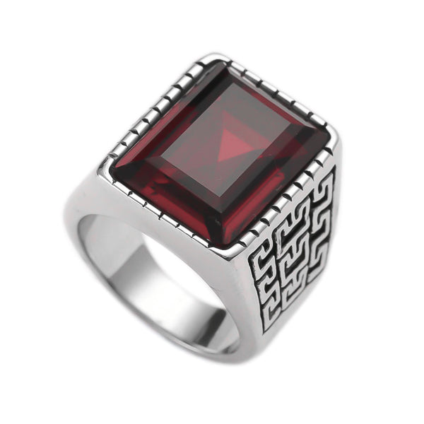 Aspinwall Large Red Stone Ring for Men – Bold & Elegant