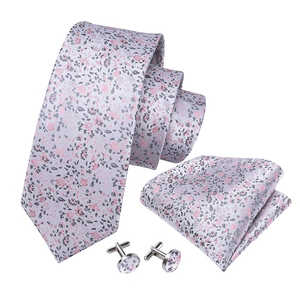 Aspinwall Grey & Pink Floral Silk Tie for Men – Elegant & Stylish - Image 3