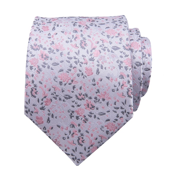 Aspinwall Grey & Pink Floral Silk Tie for Men – Elegant & Stylish