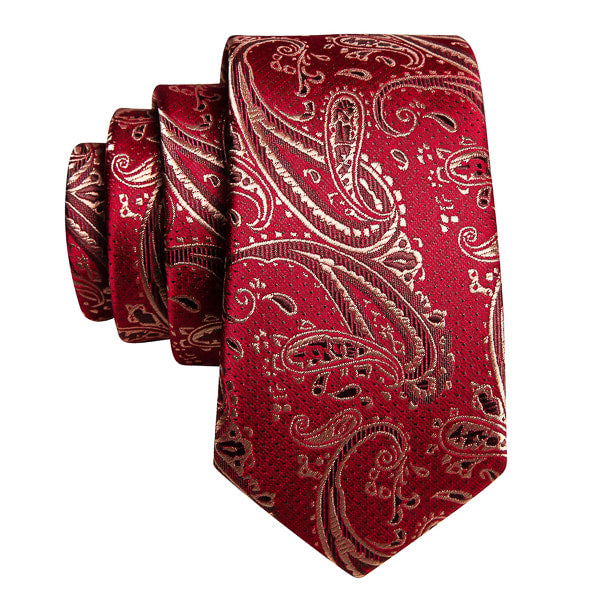 Aspinwall Red & Gold Paisley Silk Necktie for Men