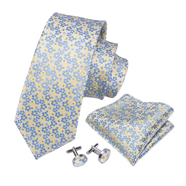 Aspinwall Yellow & Blue Mini Flower Silk Tie for Men – Stylish & Vibrant - Image 3